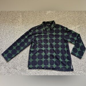 Marimekko x Uniqlo womens Blue Green Kivet Dots longsleeve flannel shirt medium